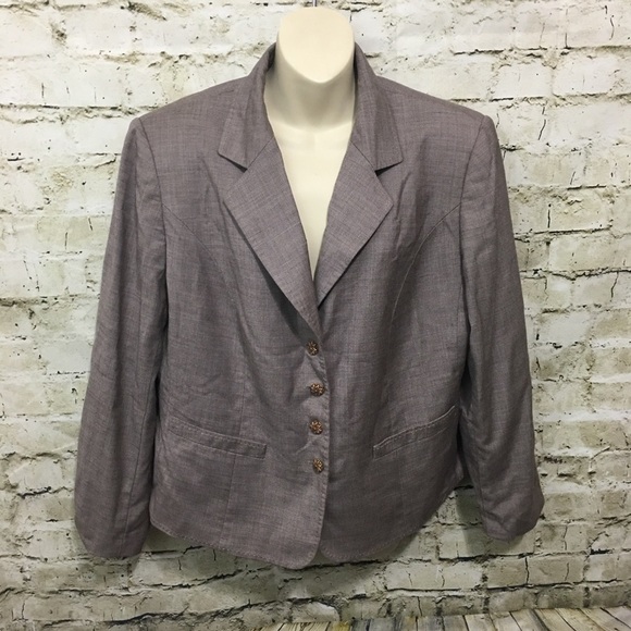 Tahari Tan Wool Blend Wooden Button Blazer - Picture 1 of 6